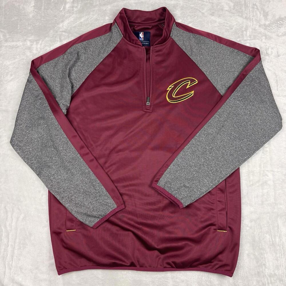 NBA Cleveland Cavaliers GIII Quarter Zip Pullover Maroon Grey Men Sz M Athletic